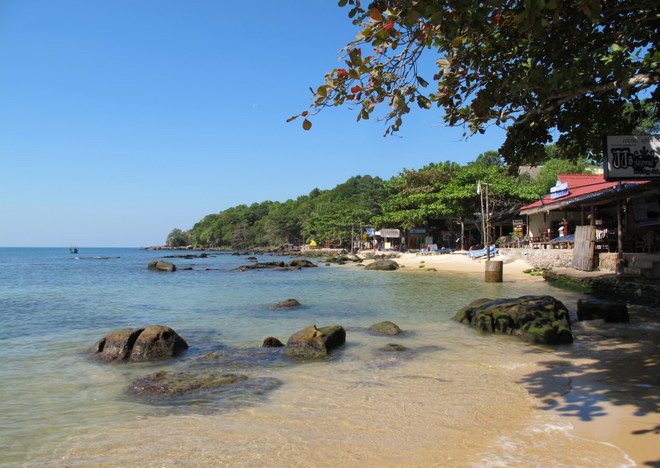 A beachside view of Sihanoukville, Cambodia
