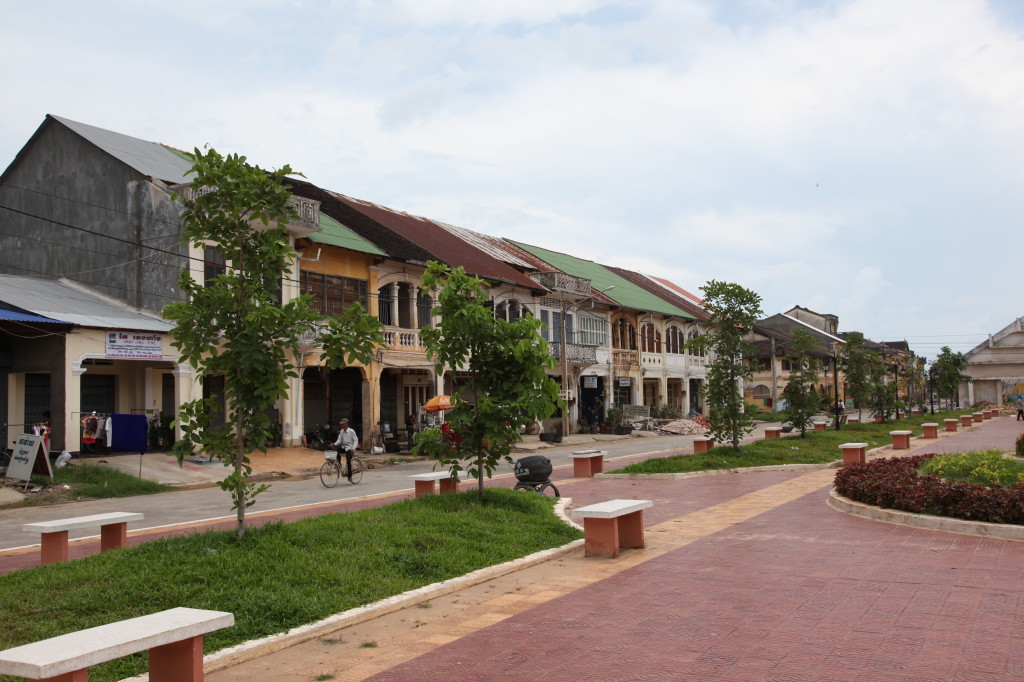 A main street in Kampot town, Cambodia