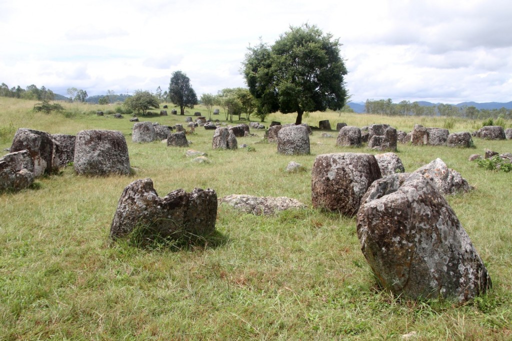 Big jars in plain of jars in Xieng Khouang Province, Laos