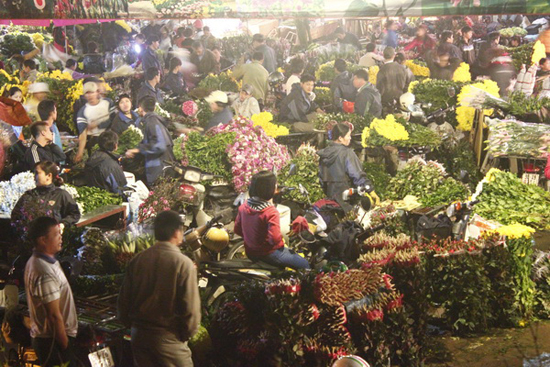 Quang Ba night flower market