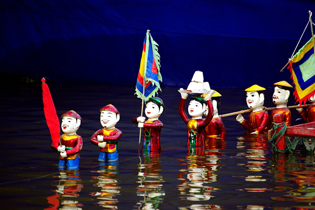 Water puppet show in Thang Long Water Puppet Theater