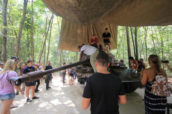 American battle tank in the tunnels of Cu Chi