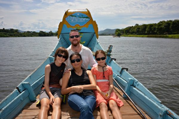 boat trip along the perfume river with kids