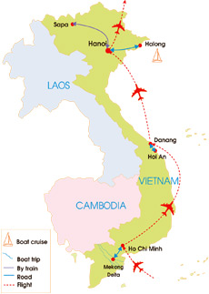 12-Day Friendly Vietnam Tour - Map