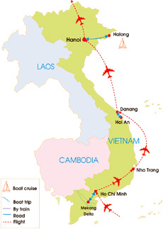 15-Day Vietnam Romantic Tour - Map