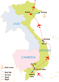 10-Day Vietnam Highlight Tour - map
