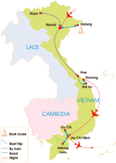 21-Day Classic Vietnam Vista tour map