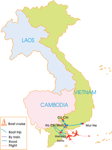 8-Day Southern Vietnam tours map