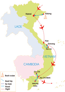 9-Day Vietnam at a Glance - Map