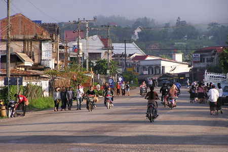 A main road of a village in Oudomxay