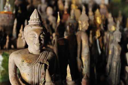 Buddha images inside Pak Ou Caves