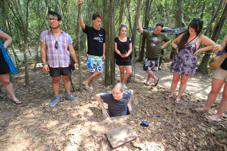 Get in and get out the entrance of Cu Chi Tunnels