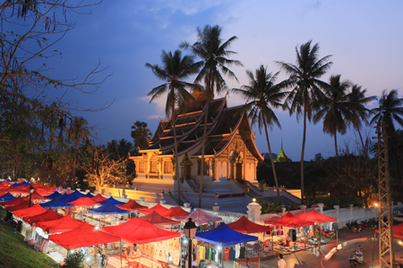 Luang Prabang Night Market under Wat Xienthong