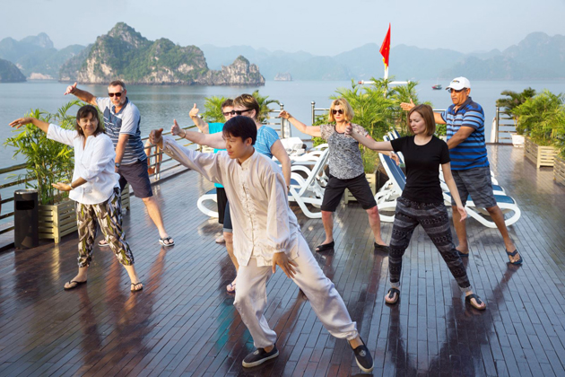 Morning Tai Chi in Halong Bay