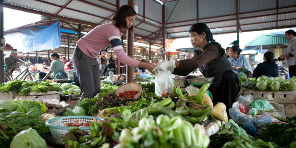 Stroll down the streets and visit the Hom market