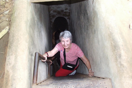 The stairway down to cu chi tunnels