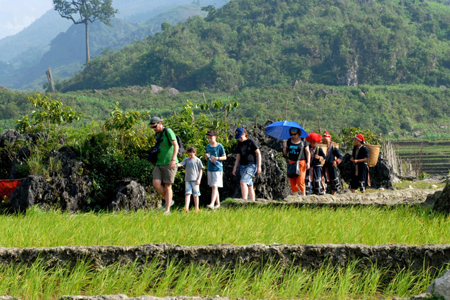 Walking through the rice paddies in Sapa