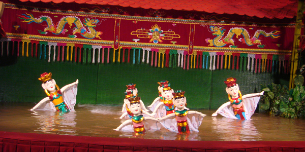 Water puppet show in Thang Long Water Puppet Theatre