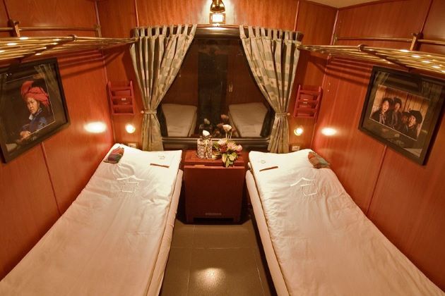 a cabin of a night train to sapa