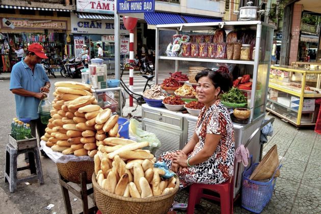 a street food stall in ho chi minh city