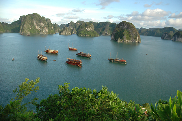 halong bay view from ti top island vietnam cambodia laos tour package