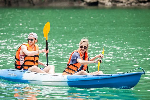 kayak in halong bay vietnam honeymoon package