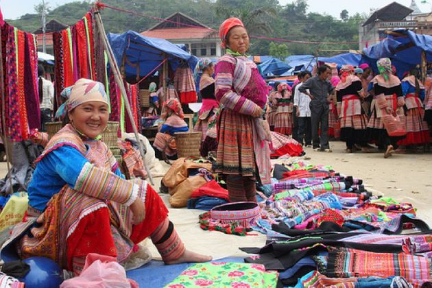 local vendors at bac ha market - vietnam tours