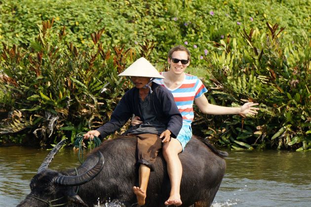 Riding buffalo in Hoi An - Vietnam shore excursions