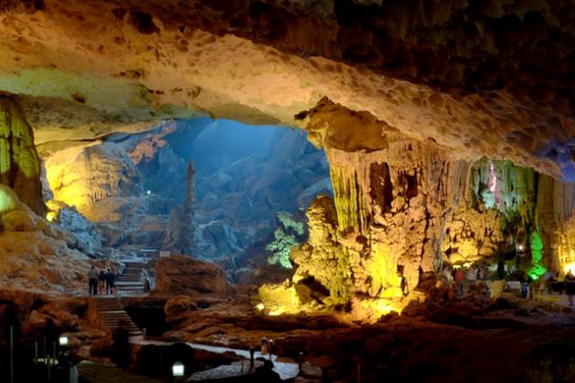 stunning cave in halong bay