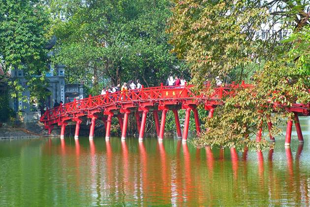 the huc bridge in hanoi vietnam