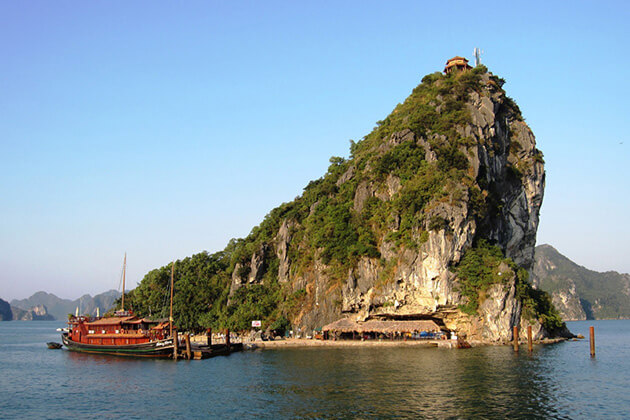 titov island and beach in halong bay