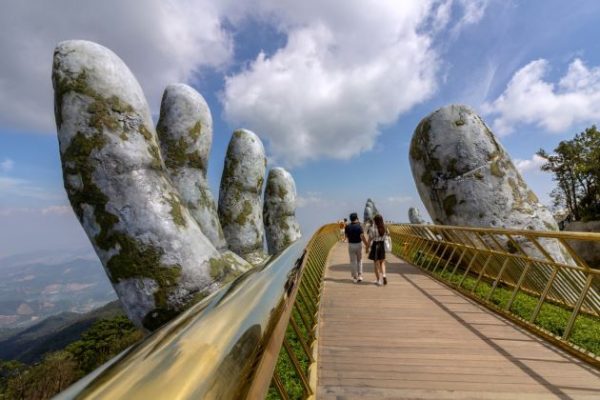 walking on the wonderful golden bridge