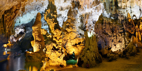 Stalagmites and stalactites in Phong Nha Cave
