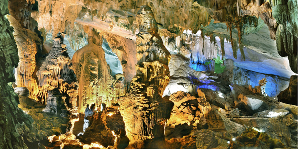 Stalagmites and stalactites in Phong Nha Cave