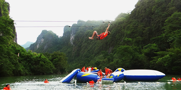 Zipline over Chay River near Dark Cave