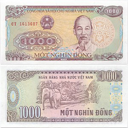 Two sides of the same 1 000 VND vietnam money