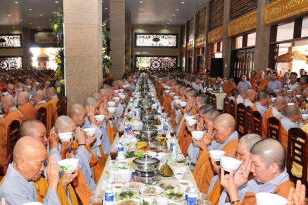 Monks follow a life-long vegetarian diet