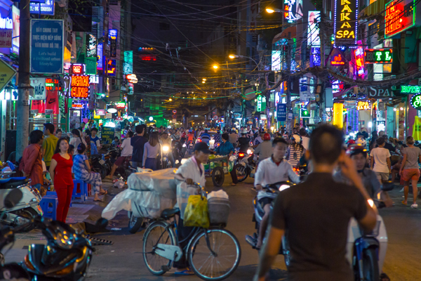 Crazy Bui Vien walking Street, Saigon at night