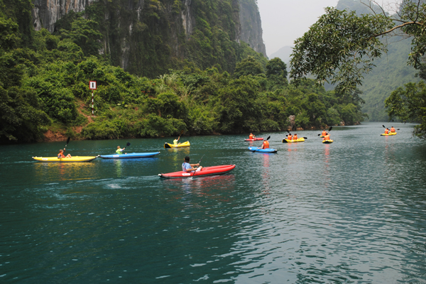 Kayaking among the spectacular scenery of Phong Nha