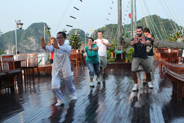 Morning Tai Chi in Halong Bay