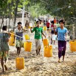 the locals taking water at dala yangon