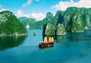 Halong Bay in the Gulf of Tonkin in Vietnam