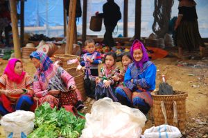 Three generation of a Hmong family in Can Cau Market