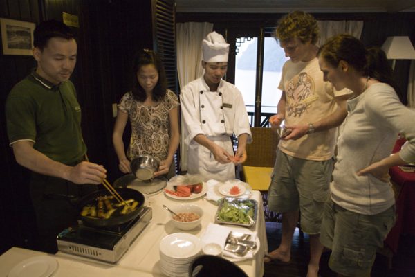Cooking demonstration on cruise Halong