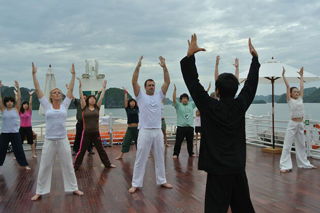 halong bay tai chi lesson at dawn - Vietnam adventure tour packages