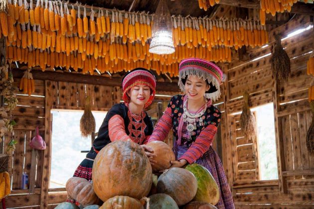local people in their traditional house in sapa