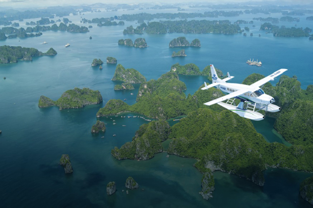 seeing halong bay from plane