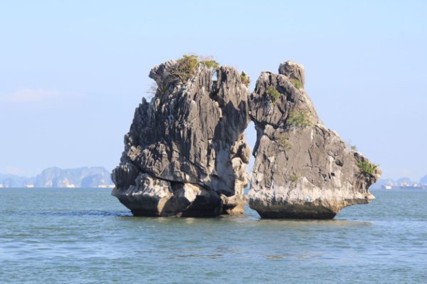 halong bay kissing chicken rock halong bay shore excursion