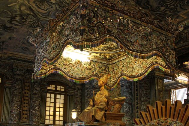 Emperor Khai Dinh with golden statue
