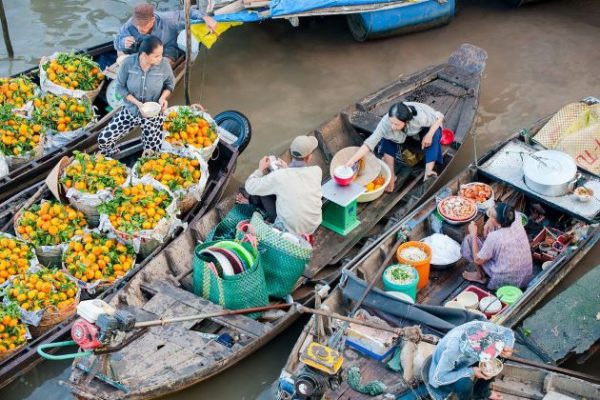floating market in mekong delta vietnam